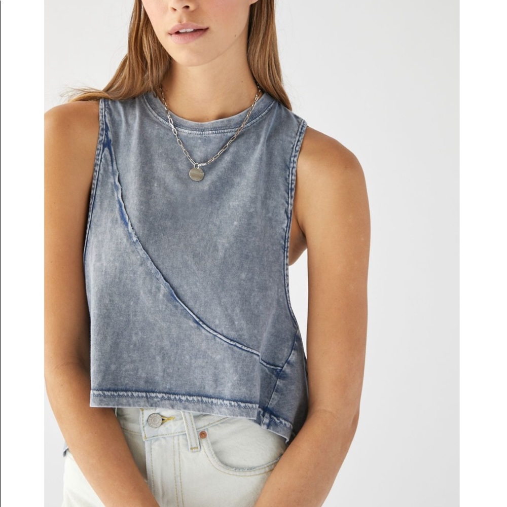 NWT UO Stonewashed Cropped Muscle Flowy Tank Top